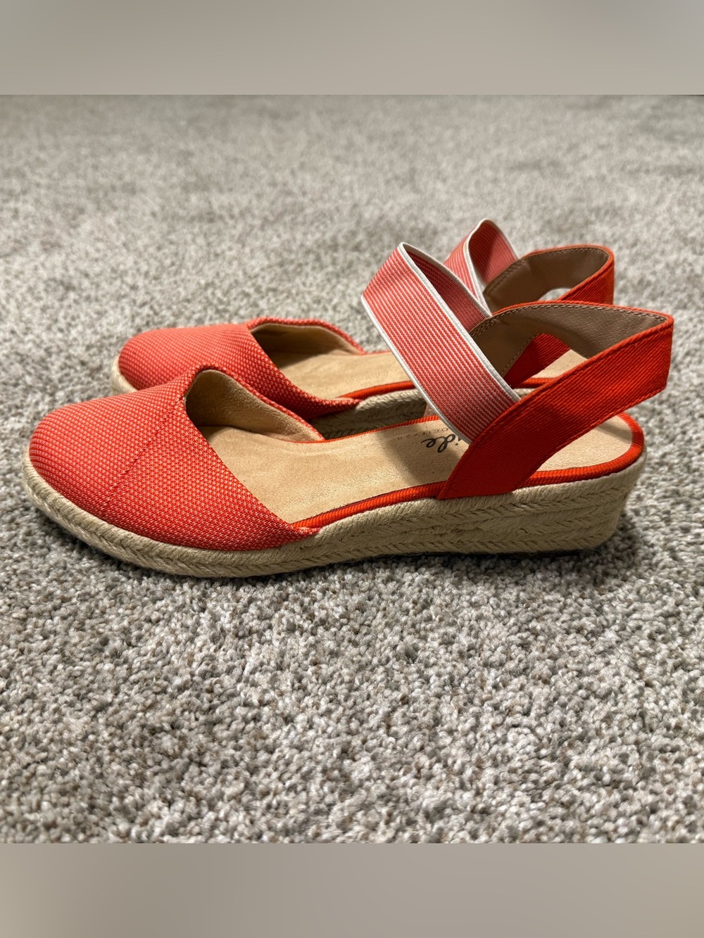 Life Stride Coral Red Espadrille Wedge Sandals